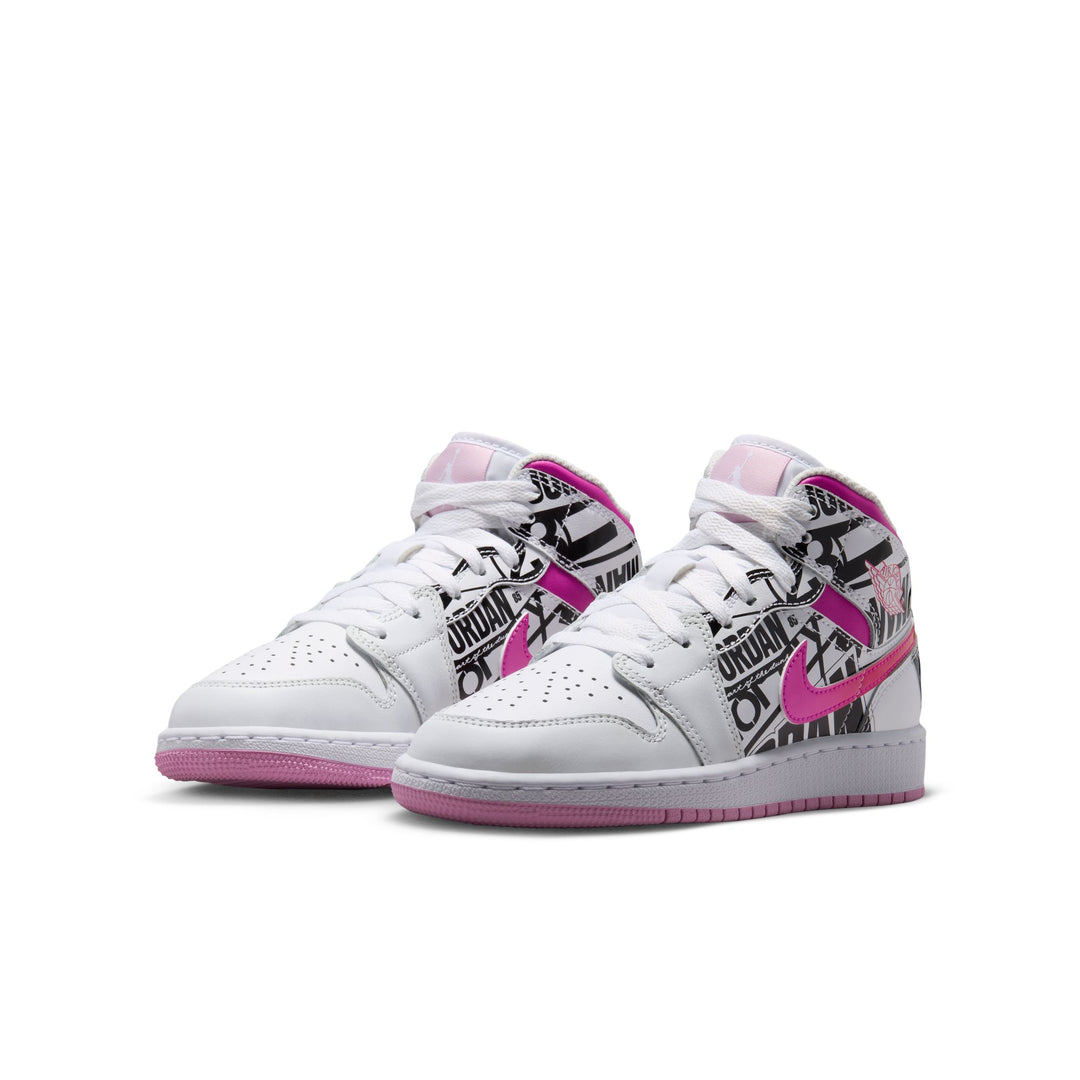 Air Jordan 1 Mid BG (Off White/Fire Pink)